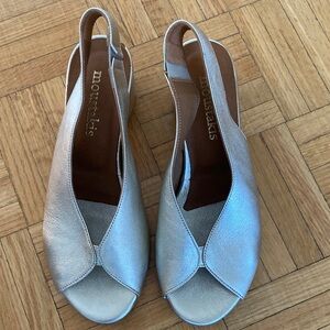 Gold Leather Women's Slingback Shoes